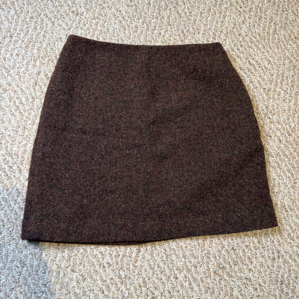 UNIQLO Women's Wool Blend A-Line Mini Skirt Brown Size 8 Academia‎ Preppy Trendy